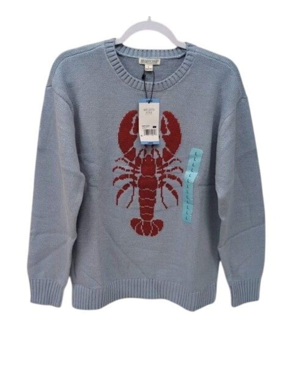 Mighty Fine Blue Lobster Sweater Crewneck Coastal Cotton Blend Size L NWT Casual - Picture 2 of 6